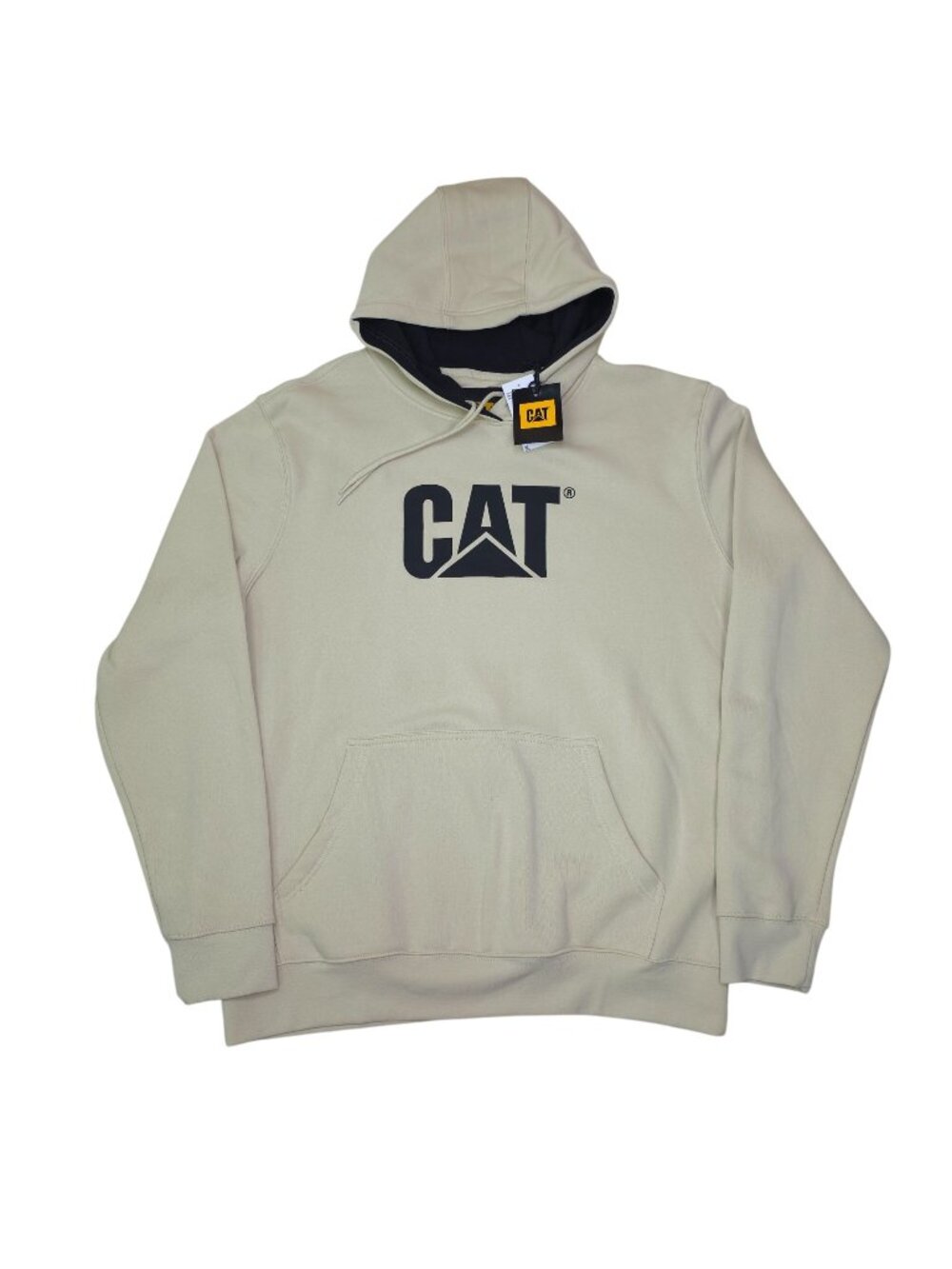 Caterpillar CAT Mens Hoodie XL With Logo Graphic Construction Oyster Beige